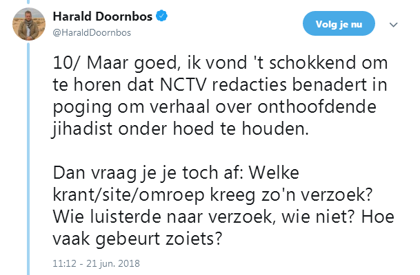 Reactie Doornbos op actie van Schoof 